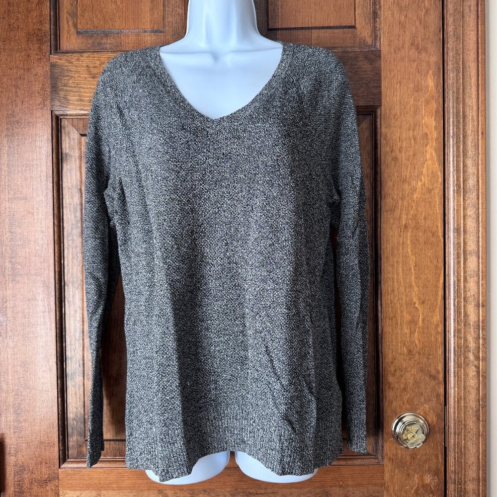 Gap Black/White Marl V-Neck Sweater Large